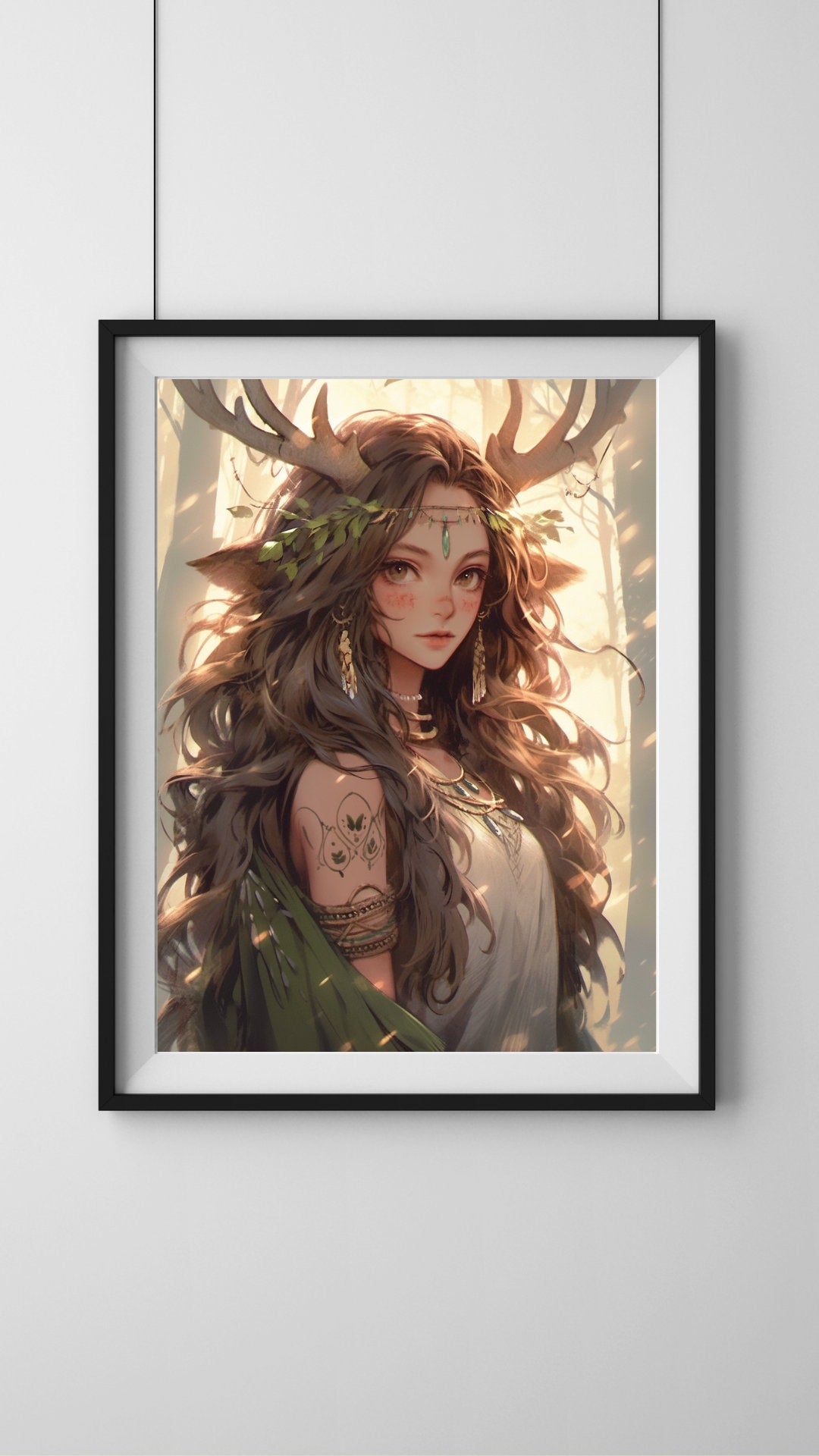 The Deer Nymph Art Print, Anime, Waifu Wall Decor