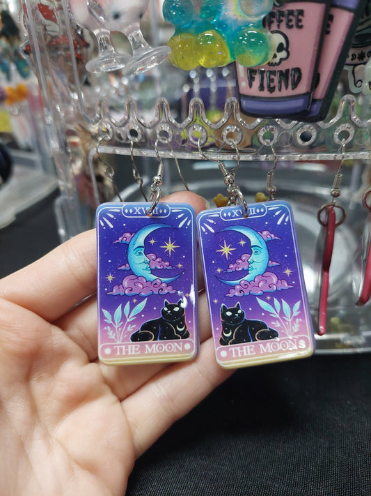 Moon Tarot Card Earrings with a Spooky Twist Earrings