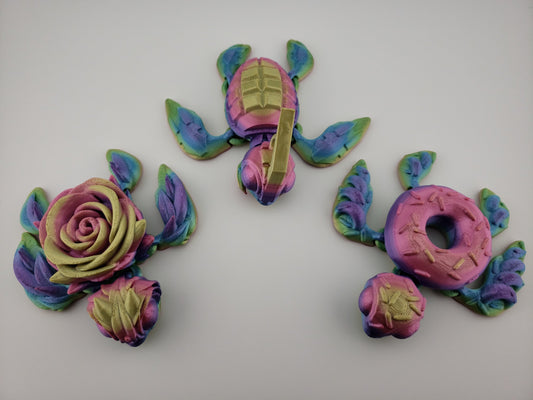 1 Articulated Turtle - 3D Printed Fidget Fantasy Creature - Customizable Colors - Cinderwing3d-