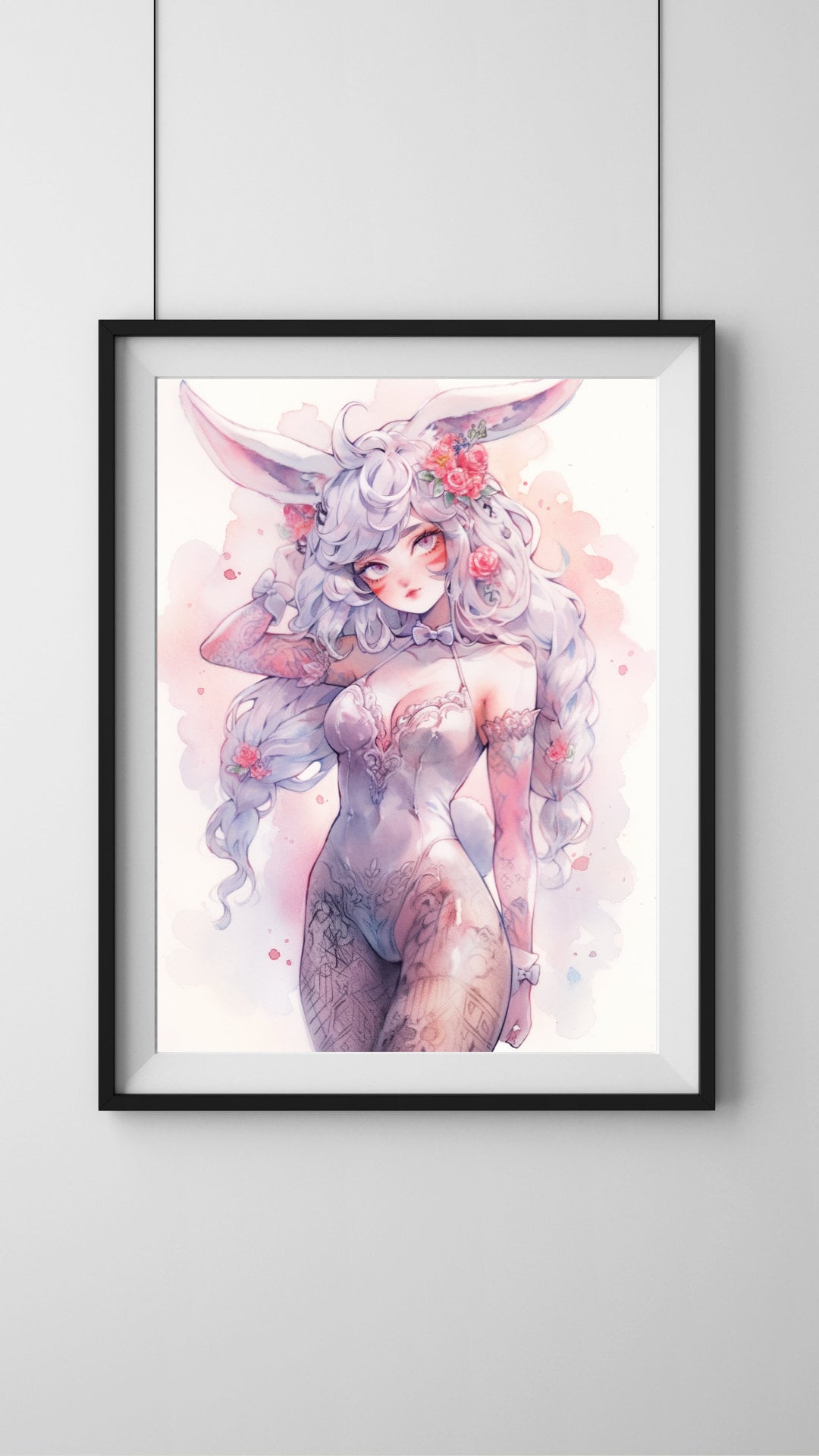 A Bunny Senpai's Watercolor Enigma Art Print