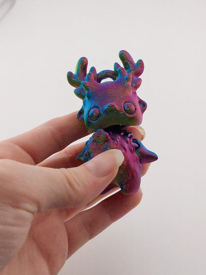 1 Articulated Forest Deer Pixie -- Keychain Decor Gift - 3D Printed Fidget Fantasy Creature - Customizable Colors - Authorized Seller