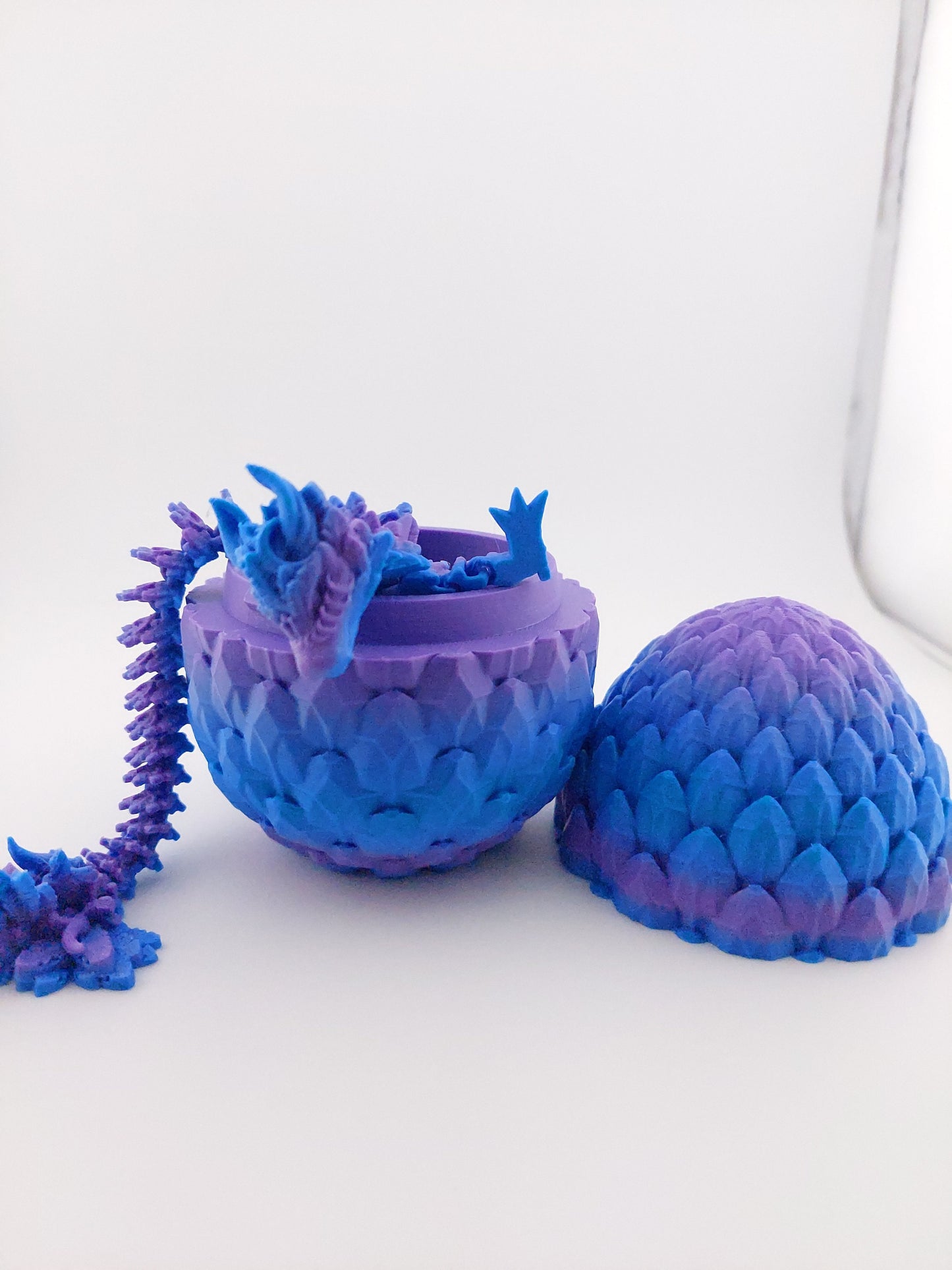 12 Inch Lunar Dragon And Matching Egg! - Sensory Stress Fidget - Articulated - Cinderwing3d - 3D Printed Dragon - Unique Gift