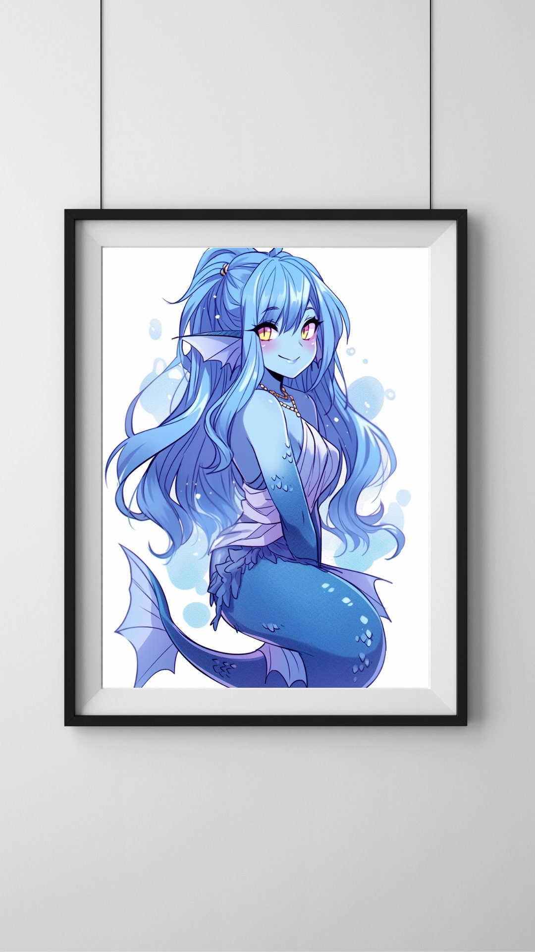 Ocean Melody: Cute Anime Mermaid Siren Art Print