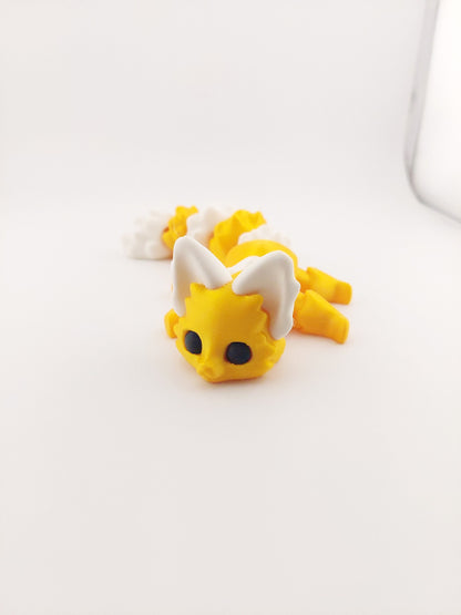 Articulated Sunshine Flexi Fox 7.5 Inches - 3D Printed Fidget Fantasy Creature - Authorized Seller