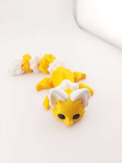 Articulated Sunshine Flexi Fox 7.5 Inches - 3D Printed Fidget Fantasy Creature - Authorized Seller