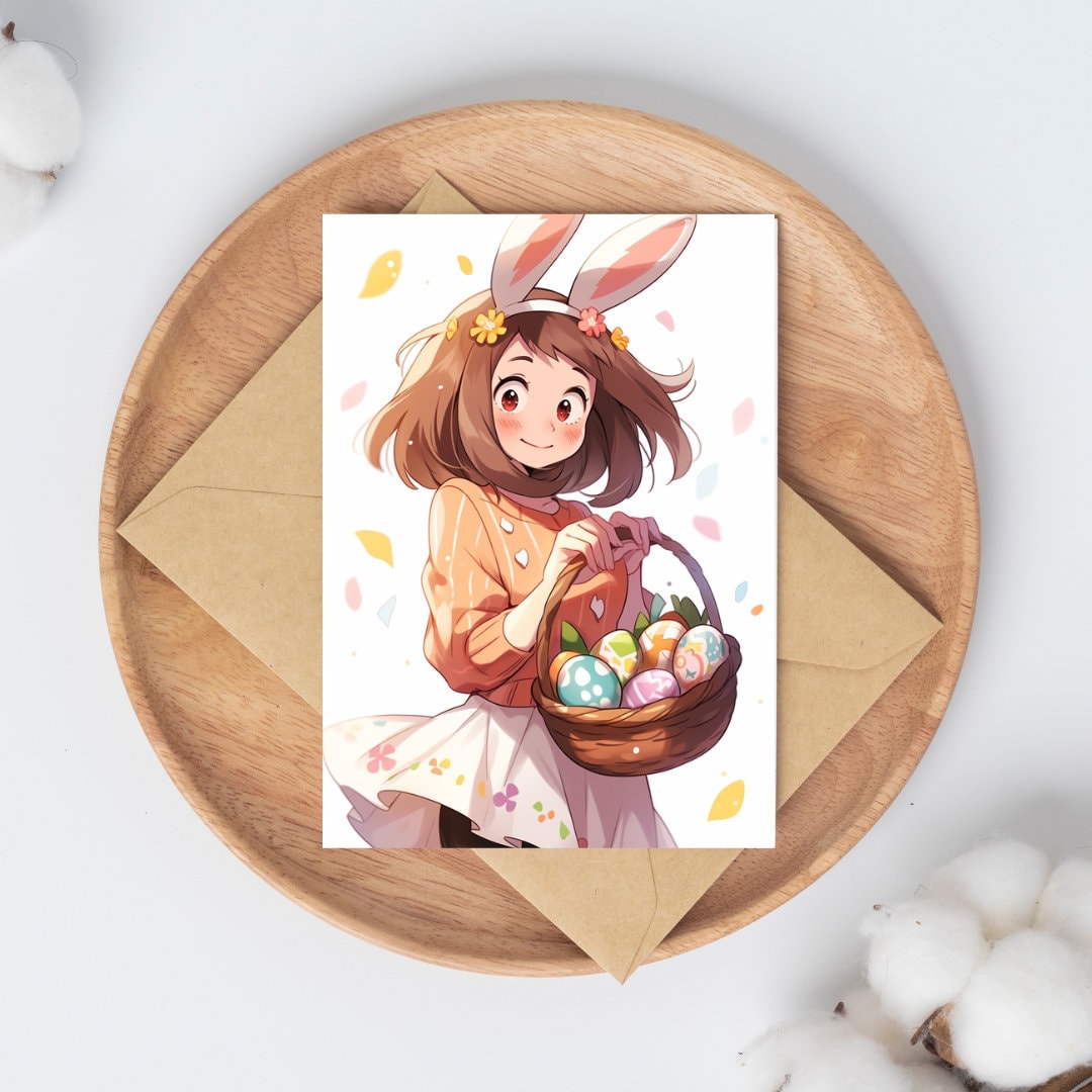 Springtime Bliss - Anime Girl with Easter Bunny Ears Art Print