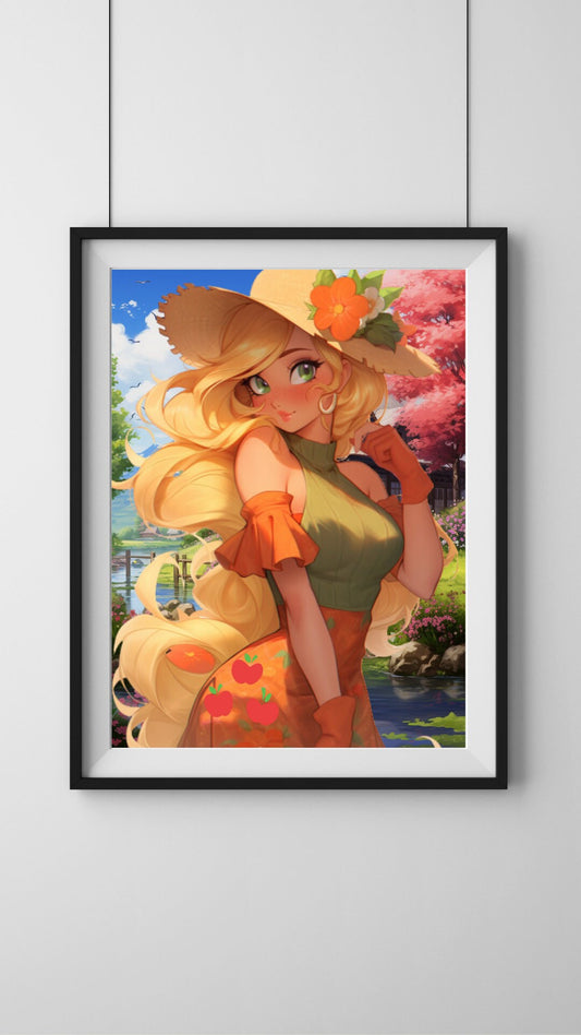 Harvest Charm - Country-Styled Pegasus Lady Art Print