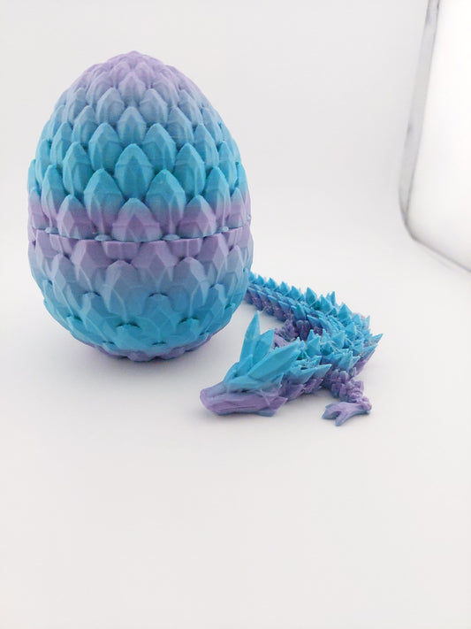 12 Inch Crystal Dragon And Matching Egg! - Sensory Stress Fidget - Articulated - Cinderwing3d - 3D Printed Dragon - Unique Gift