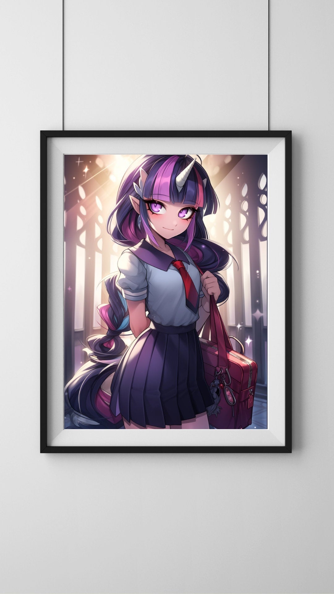 Mystical Schoolgirl Unicorn Art Print - Frame Not Included