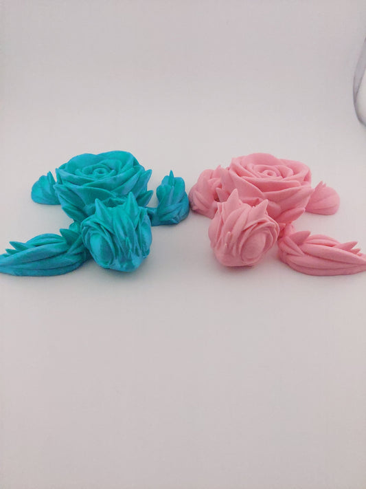 3D-Printed Articulated Rose Turtle Floral Decor Desk Decor Fidget Toy