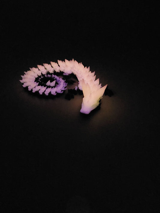 1 Articulated Glowing Crystal Dragon - 3D Printed Fidget Fantasy Creature - Customizable Colors - Cinderwing3d- 12 Inch