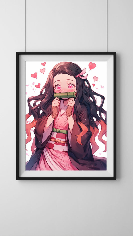 Love's Melody - Valentine's Day Anime Girl Art Print