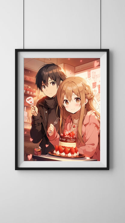 Eternal Bond - Romantic Anime Couple Valentine's Art Print