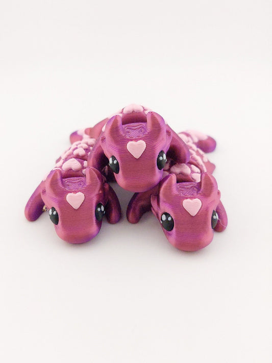 1 Articulated Painted Love Dragon Valentine's Day - 3D Printed Fidget Fantasy Creature - Customizable Colors