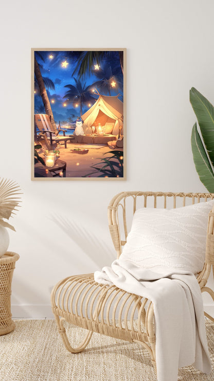 Tropical Beachside Retreat Art Print - Frame Not Included