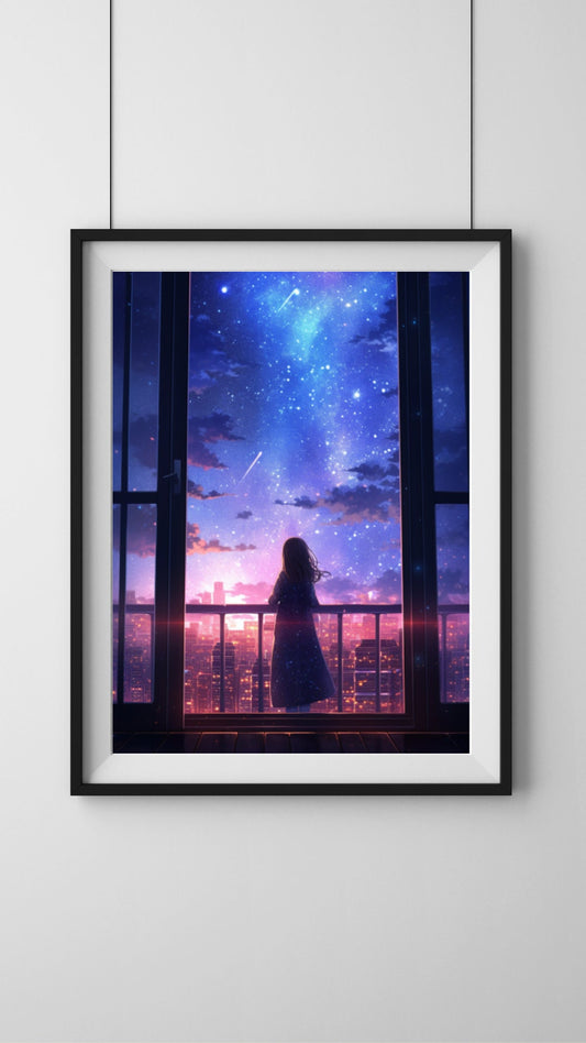 Stargazer Serenity: Night Sky Vista Art Print