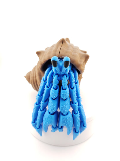 1 Articulated Hermit Crab -- Decor Gift - 3D Printed Fidget Fantasy Creature - Customizable Colors - Authorized Seller