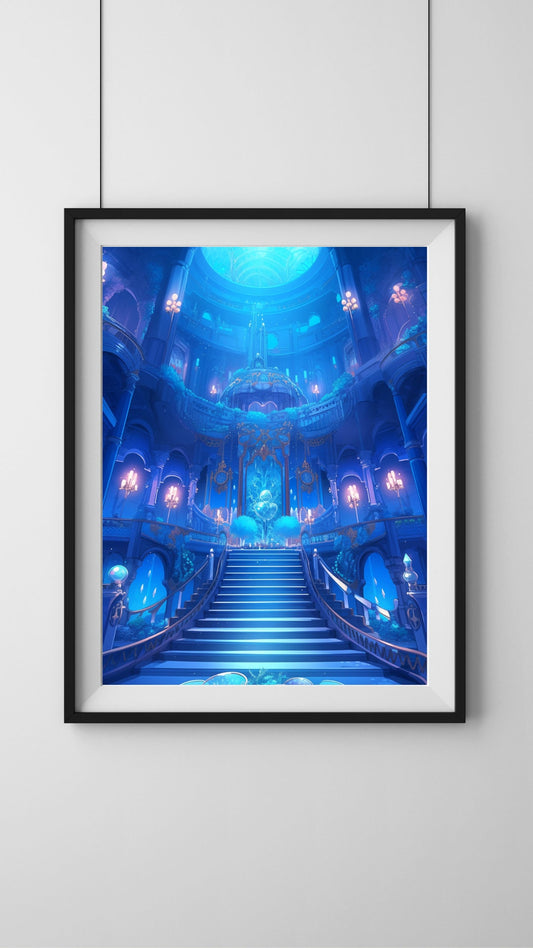 Aqua Lumina - Underwater Palace Grandeur Art Print - Frame Not Included