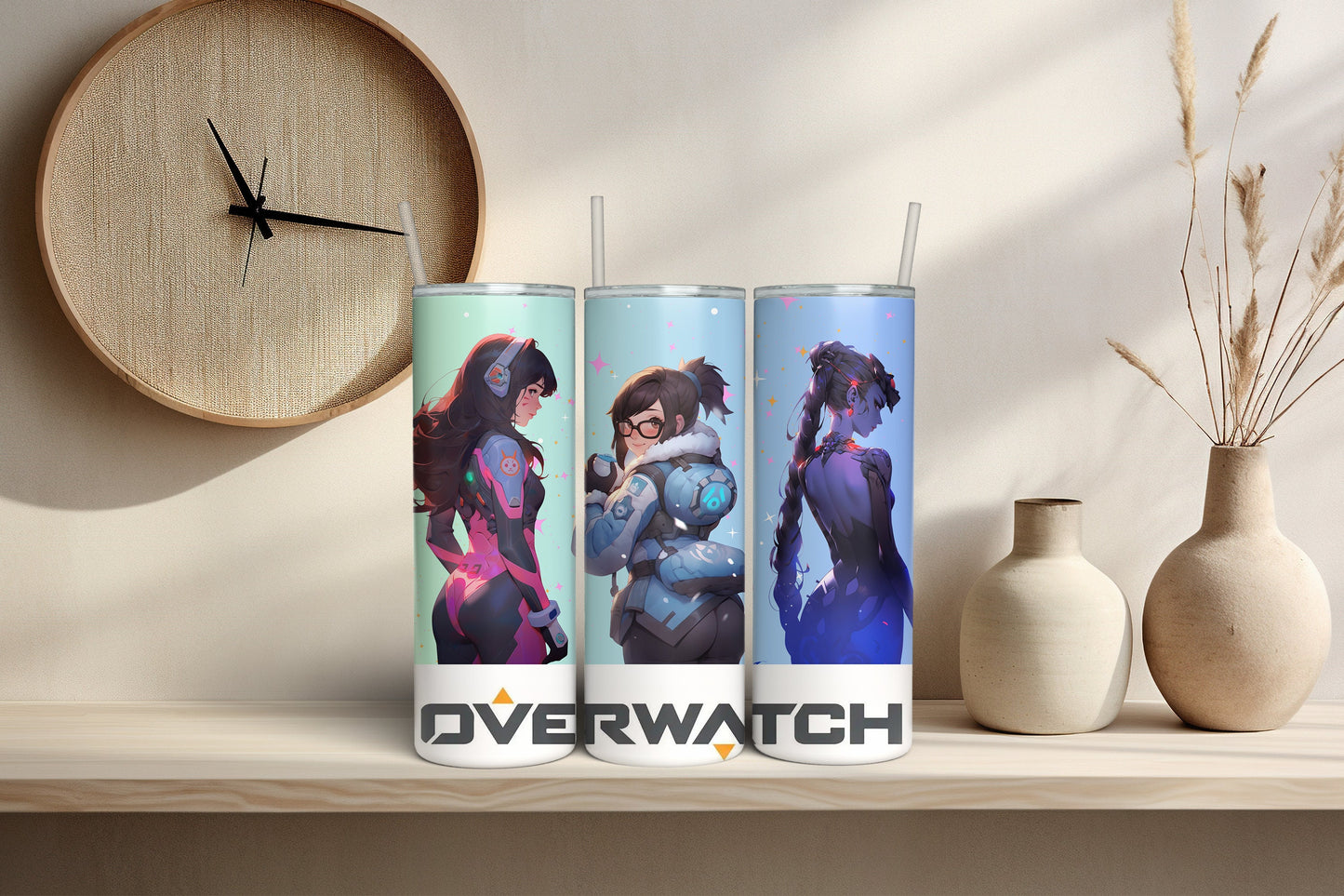 Iconic Heroines of Gaming 20 oz Skinny Tumbler - Inspired by Popular Sci-Fi Shooter Game - Insulated Cup