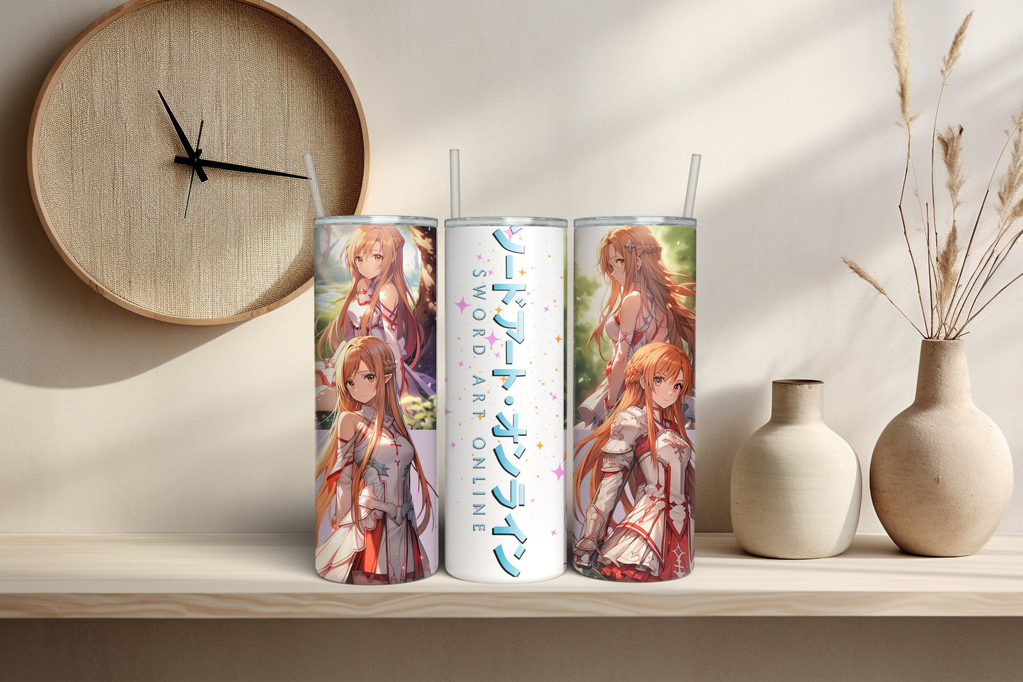 Enchanted Warrior 20 oz Skinny Tumbler - Inspired by Beloved Anime Series - Fantasy Art Insulated Cup