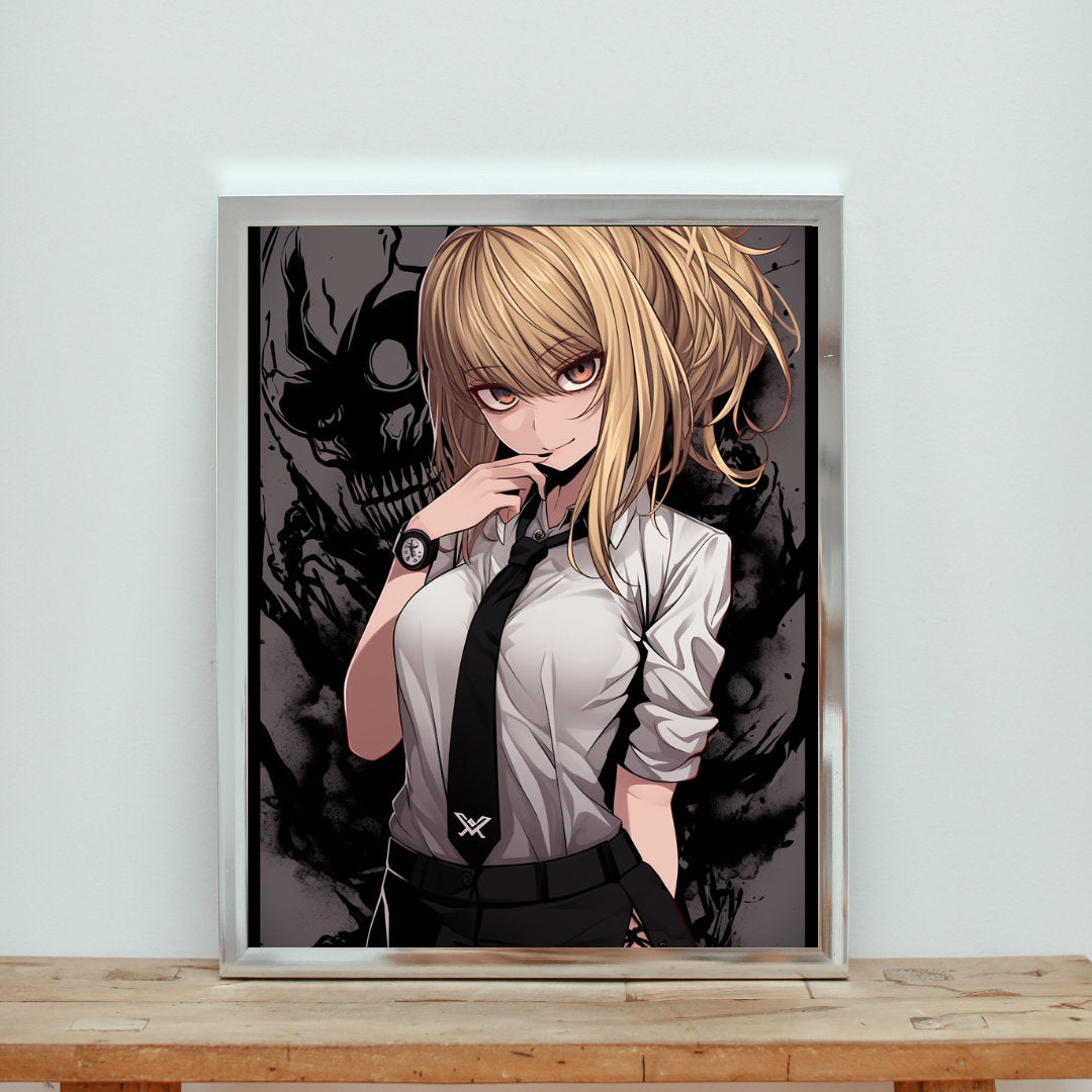 Mysterious Enigma: Monochrome Shadow Art Print, Manga-Inspired Home Decor, Anime Art Print