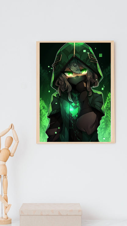 Enigmatic Guardian: Digital Art Print, 11x17 inches, Video Game Poster