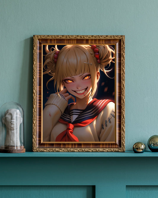 Enigmatic Grin: Artistic Print, Art Print, Anime Poster, Waifu, Anime Art