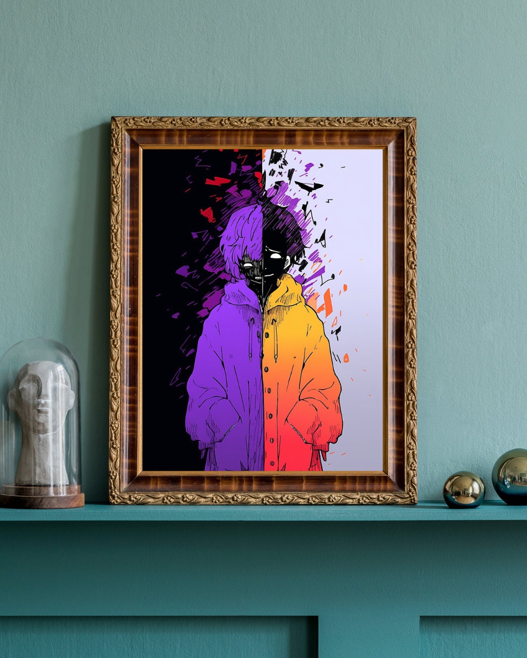 Duality of Emotion Art Print - Original Poster - Artwork - Illustration Print Wall Art - Home Decor - Two Faced - Mental Illness