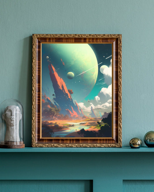 Majestic Alien Vista - Original Poster - Artwork - Illustration Print Wall Art - Home Decor