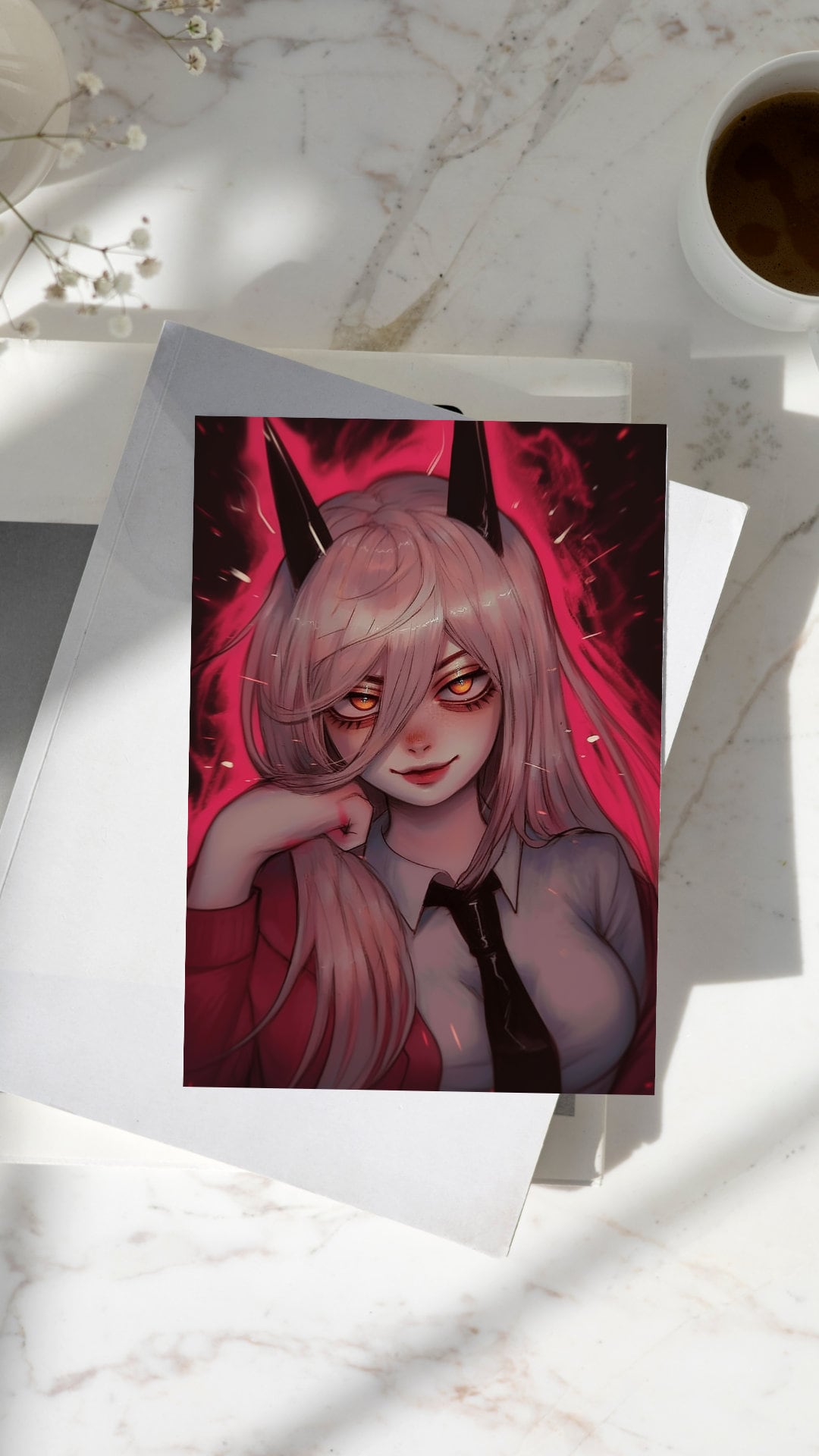 Crimson Gaze - Original Poster - Artwork - Illustration Print Wall Art - Home Decor - Waifu