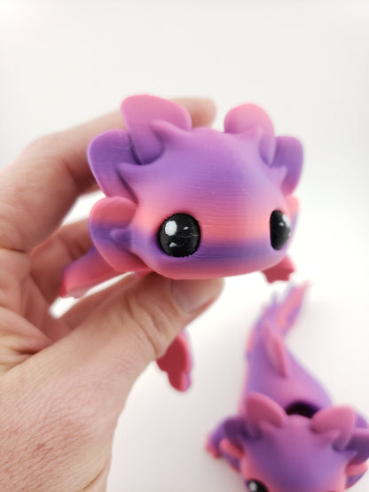 1 Articulated Axolotl -- Keychain Decor Gift - 3D Printed Fidget Fantasy Creature - Customizable Colors - Authorized Seller