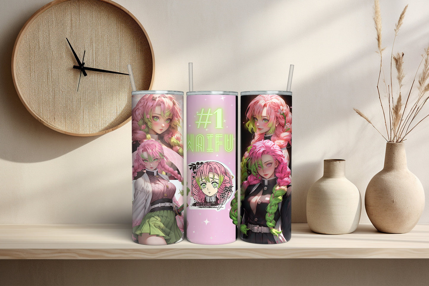 Anime Warrior Princess 20 oz Skinny Tumbler - '#1 Waifu' - Manga Heroine Insulated Cup