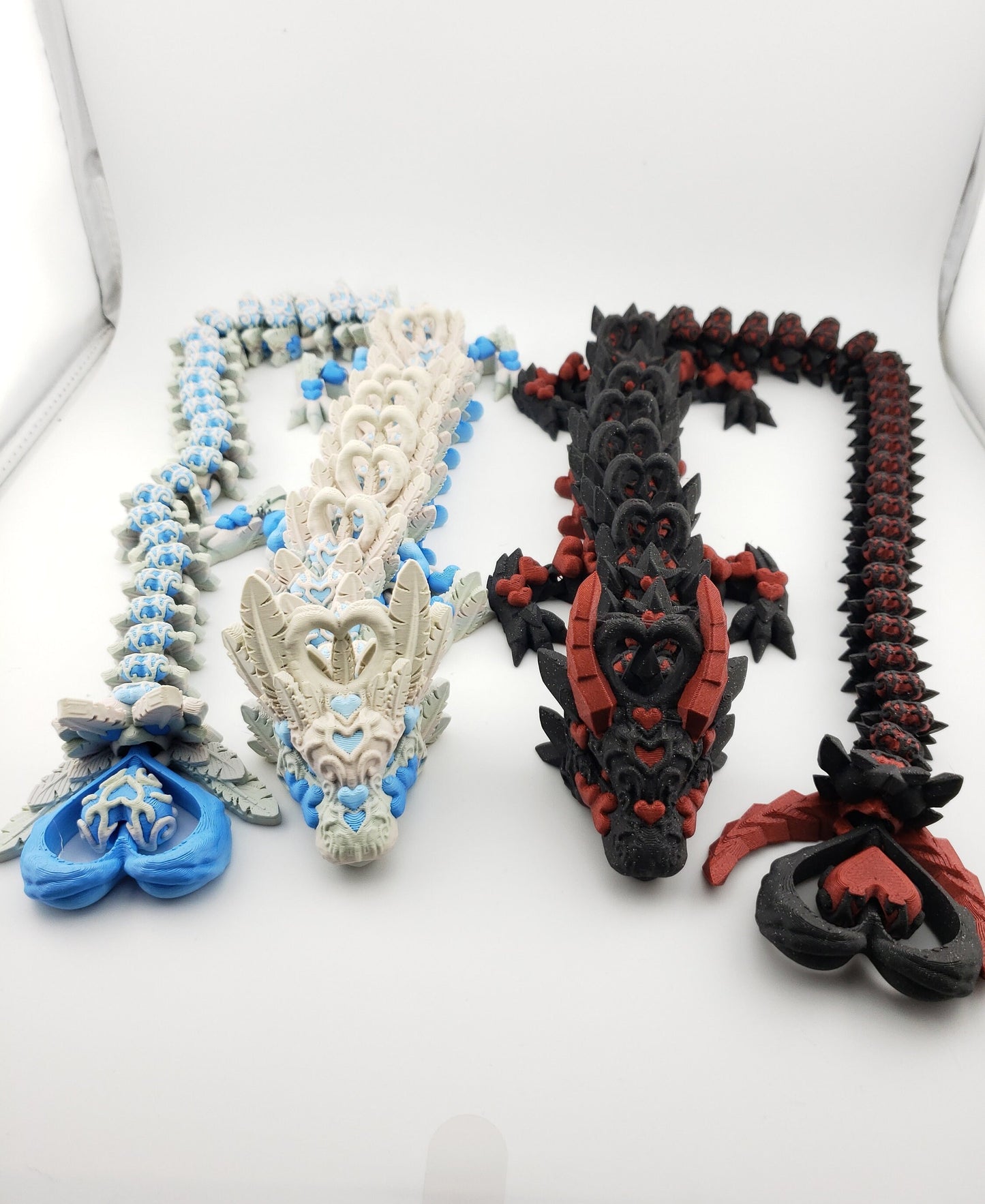 Articulated Light And Dark Dragons - Flexible Sensory Toy - Unique Gift - Desk Decor - Fidget Toy