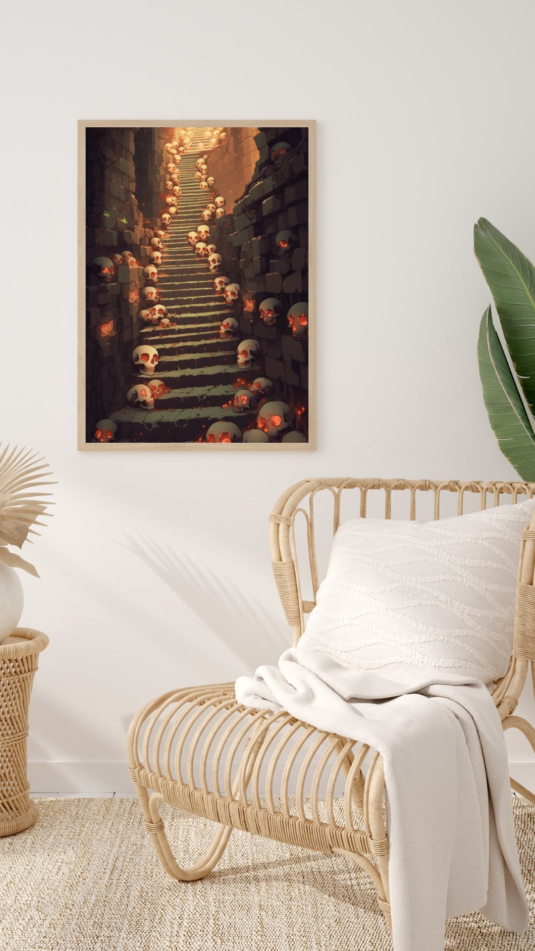 Ascent into Mystery - Stairway of Skulls Art Print - Frame Not Included