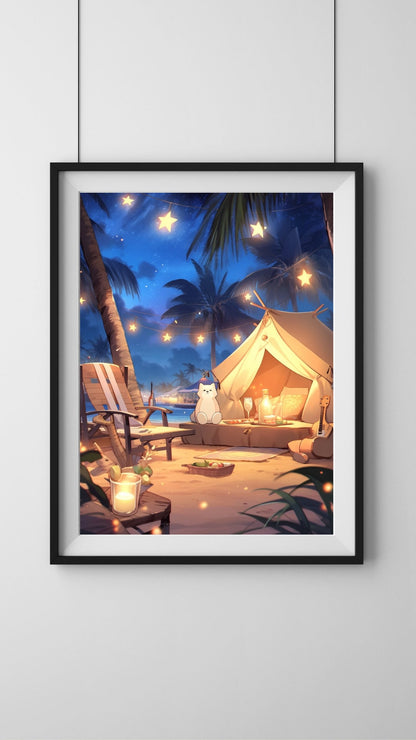 Tropical Beachside Retreat Art Print - Frame Not Included