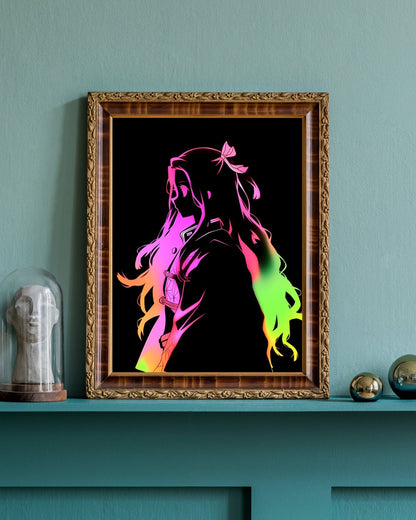 Neon Whisper: The Silent Guardian Art Print