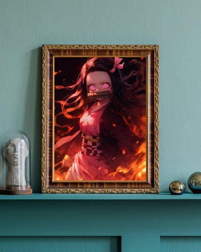 Inferno's Embrace: The Fierce Spirit Art Print