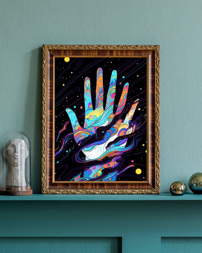 Cosmic Touch: The Psychedelic Hand Art Print