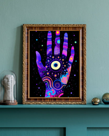 Galactic Grasp: The Cosmic Palm Art Print