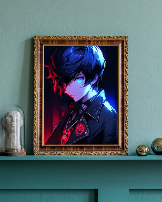 Midnight's Gaze: The Enigmatic Hero Art Print