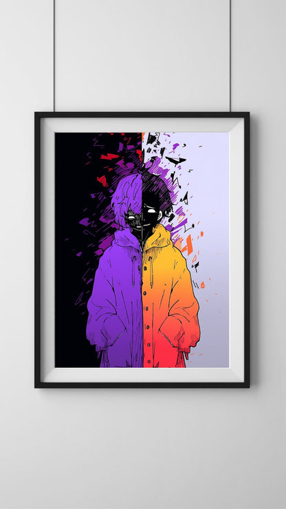 Duality of Emotion Art Print - Original Poster - Artwork - Illustration Print Wall Art - Home Decor - Two Faced - Mental Illness