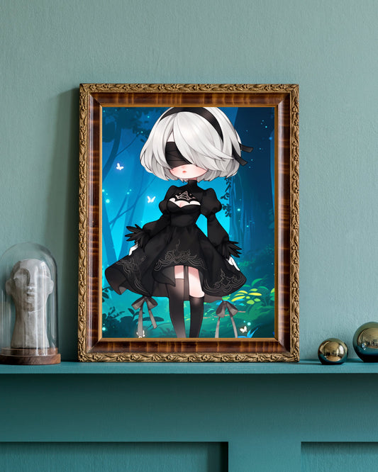 Whimsical Forest Guardian - Original Poster - Chibi Character Illustration Print Wall Art - Home Decor - Chibi Forest