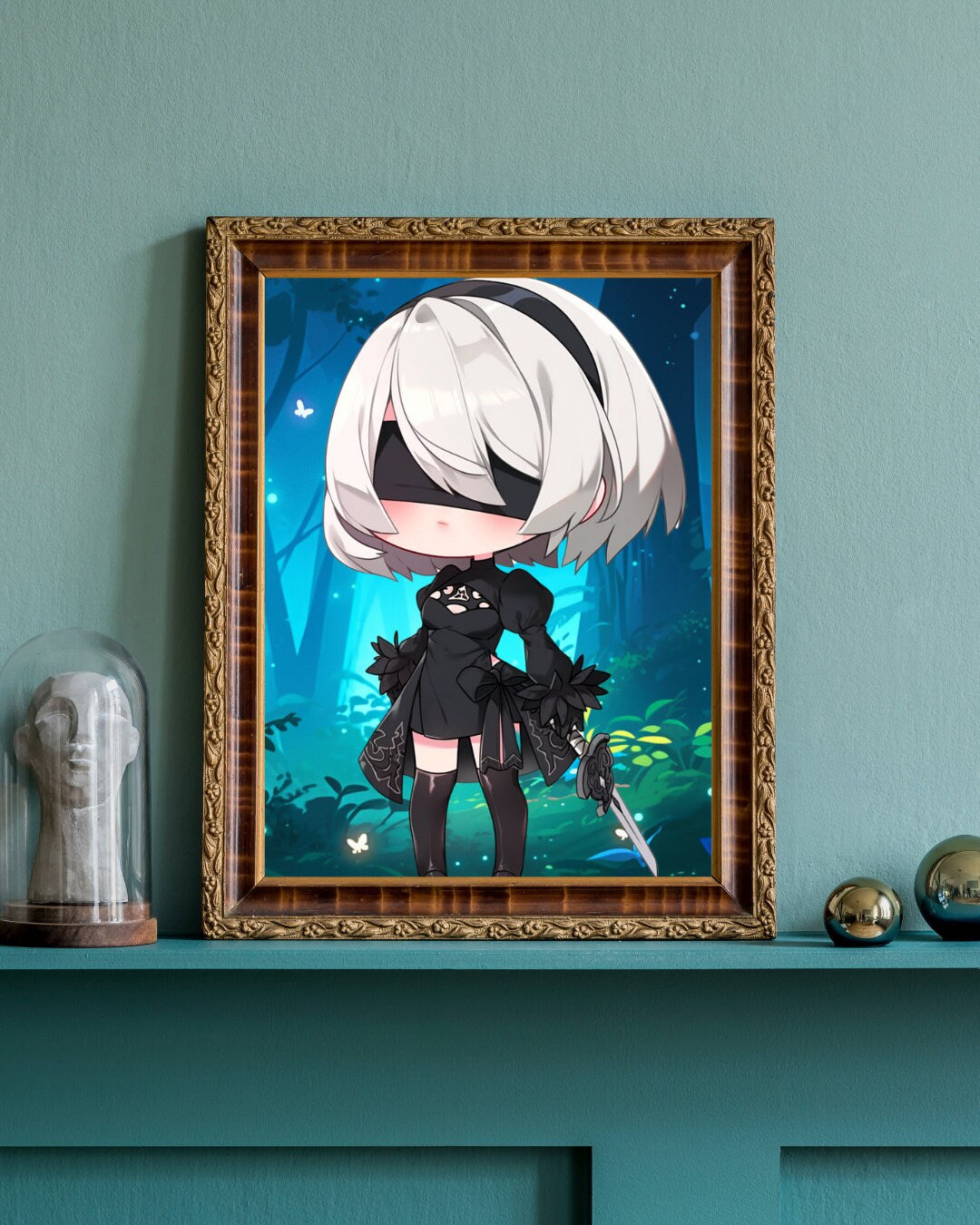 Enchanted Guardian - Chibi Warrior - Art Print Poster - Illustration Wall Art - Home Decor