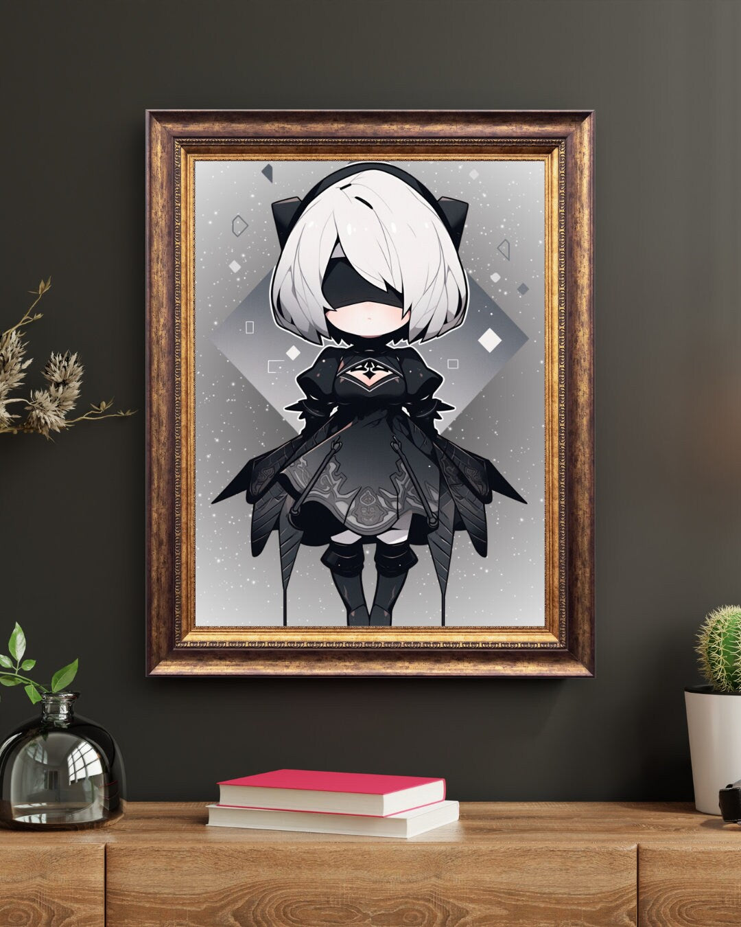 Mystic Night's Sentinel - Chibi Warrior - Art Print Poster - Illustration Wall Art - Home Decor