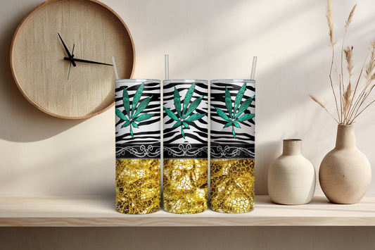 Zebra Stripes and Botanical Bliss 20 oz Tumbler - Eclectic Design