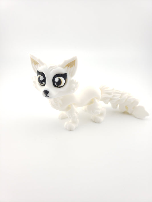 Flexi Artic Fox - 3D Printed Fidget Fantasy Creature - Authorized Seller - Articulated Toy Figure